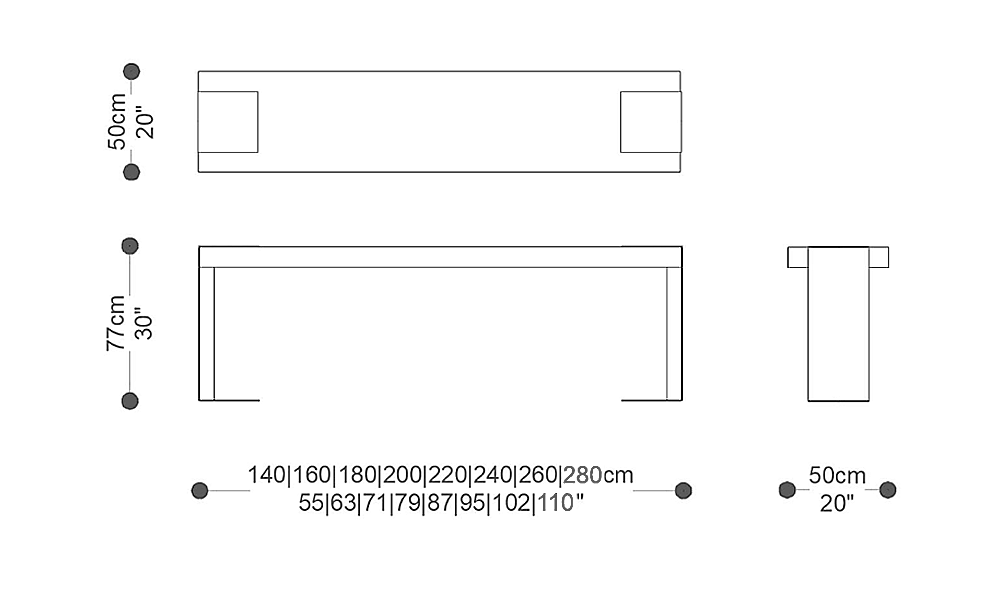 Image of the main dimensions of the product